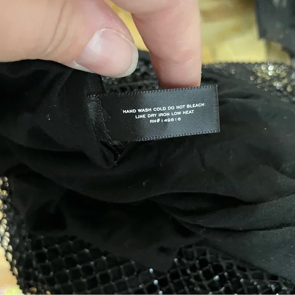 Aqua Crystal Mesh Long Sleeve Top in Black Size L (NWT) - Picture 7 of 7